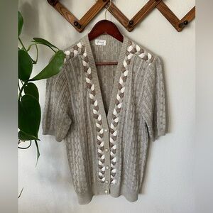Vintage Short Sleeve Cardigan Pearly Buttons